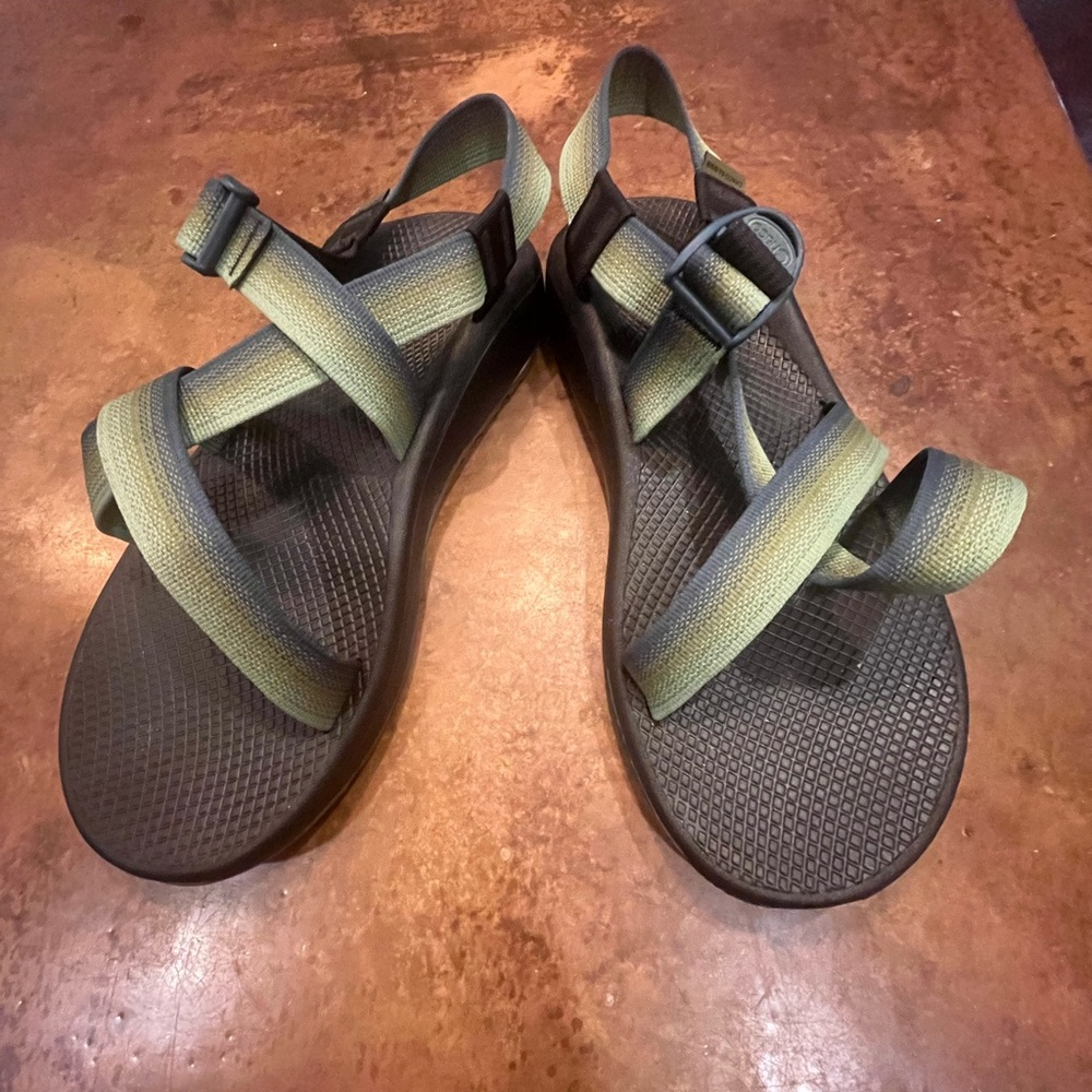Green and Black Strappy Sandals